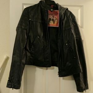 Faux leather moto jacket